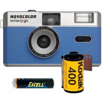 Appareil photo argentique 35 mm Novocolor Swiss+Go, bleu (SWI401610)
