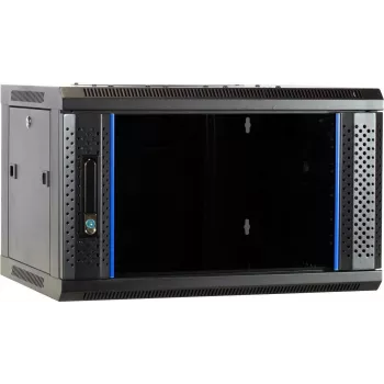 Armoire serveur murale DSIT 6U avec porte vitrée, 600 x 450 x 367 mm, noire, DS6406