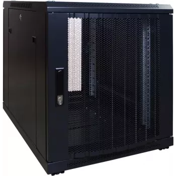 Armoire rack serveur autoportante DSIT 12U, 600x600x720 mm, porte avant perforée verrouillable, noire