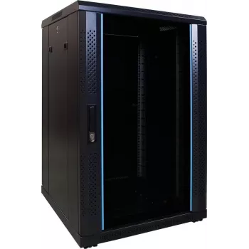 DSIT DS6618 Armoire baie serveur 18U 19 pouces avec porte vitrée, 600x600x1000 mm, noir