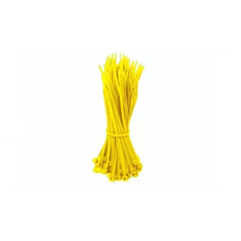 DSIT Serre-câbles en nylon 140mm jaunes - lot de 100 (autobloquants, résistance à la traction 80N)