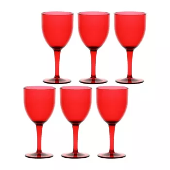 ROSE&TULIPANI FIABA lot de 6 verres à vin en acrylique 400 ml, rouge