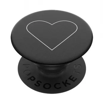 PopSockets PopGrip Standard - cœur blanc sur noir