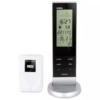 Alecto WS-1150 Station météo sans fil avec capteur extérieur, noir/argent