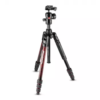 Trépied de voyage Manfrotto MKBFRTA4RD-BH Befree 4 sections en aluminium avec rotule, rouge