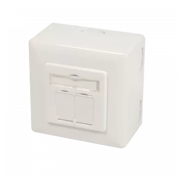 Prise RJ45 double blindée en saillie Cat. 6/Class E DSIT DC-Wall-Out-STP6-I, ivoire