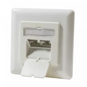 Prise RJ45 2 ports blindée à encastrer Cat.6a DSIT DC-Wall-In-STP6A-I, ivoire