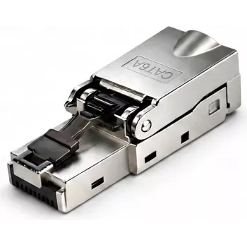 Connecteur réseau RJ45 DSIT S/FTP CAT6a sans outil pour câble à conducteurs rigides