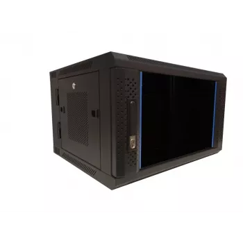 Armoire réseau murale pivotante DSIT DS6606ZP-DOUBLE 6U avec porte vitrée, 600x450x370 mm, noire