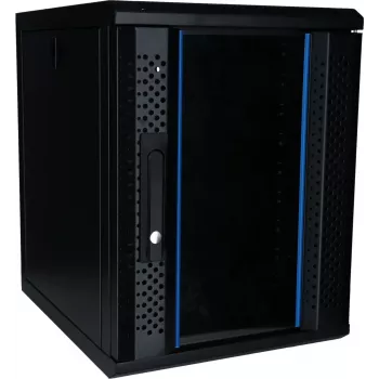 Rack serveur mural DSIT 9U 10 pouces avec porte vitrée, 370x450x486 mm, noir