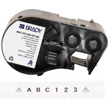 Cartouche d'étiquettes BRADY BMP41/BMP51/BMP53/M511, gaine thermorétractable PermaSleeve en polyoléfine, 38,1 mm x 2,44 m, blanc avec impression noire, rapport de rétreint 3:1, B-427