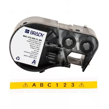 Étiquette vinyle auto-laminante Brady M4C-375-595-YL-BK pour imprimantes BMP41/BMP51/BMP53/M511, blanc/translucide, 25,4 mm x 50,8 mm, rouleau de 6,4 m
