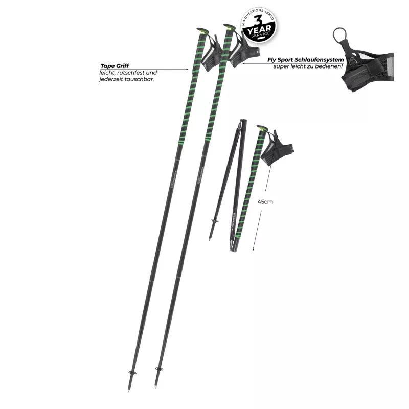 Bâtons de trail running Komperdell FXP Composite - Vert, 120 cm