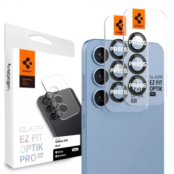 Protection d'objectif Spigen Optik Pro Glas.tR EZ Fit, lot de 2, pour Samsung Galaxy S25 - noir