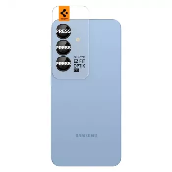 Protection d'objectif Spigen Optik Pro Glas.tR EZ Fit, lot de 2, pour Samsung Galaxy S25 - noir