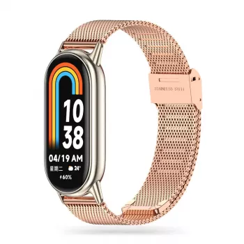 Tech-Protect MilaneseBand Bracelet en acier inoxydable pour Xiaomi Smart Band 8, or rose