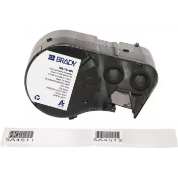 Rouleau d'étiquettes polyester auto-laminantes Brady M5-75-461, noir sur blanc/transparent, 25,40 x 66,68 mm, adhésif permanent, 120 étiquettes