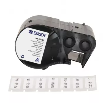 Cartouche d'étiquettes vinyle auto-laminantes BRADY BMP51/BMP53/M511, 25,4 mm x 6,4 m, blanc/translucide, B-499