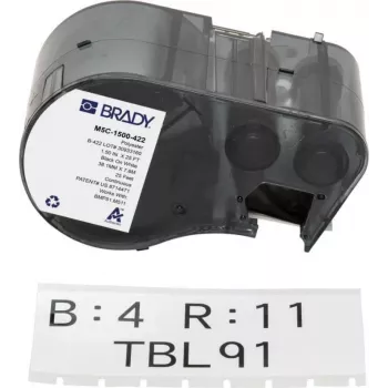 Cartouche d'étiquettes continues BRADY M5C-1500-422 pour BMP51/BMP53/M511 - vinyle auto-laminé, 25,4 mm x 6,4 m, blanc/translucide
