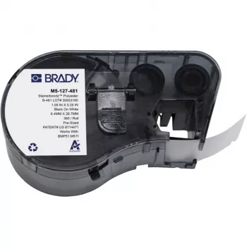 Cartouche d'étiquettes vinyle auto-laminées BRADY BMP51/BMP53/M511, blanc/translucide, 25,4 mm x 25,4 mm, 250 étiquettes