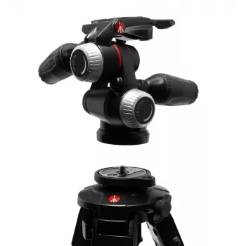 Tête panoramique 3 axes Manfrotto MHXPRO-3WX avec leviers escamotables, aluminium, charge admissible 8 kg, plaque rapide 200PL-14, noire