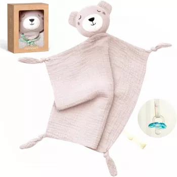 Peluche ours câlin en coton Momcozy pour bébés, rose