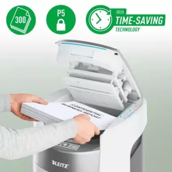 Leitz IQ Optimax AutoFeed 300 Destructeur de documents, P-5, 300 feuilles, bac 25 L