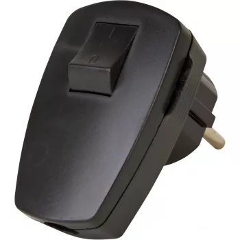 Fiche de sécurité en plastique Kopp avec interrupteur à bascule, noir, 16 A, 250 V, 3 x 1,5 mm²