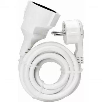 Rallonge électrique KOPP ELEKTROTECHNIK avec fiche coudée ultra-plate, Schuko vers Schuko, blanc, 3m
