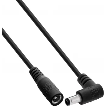 InLine® Câble d'extension DC, fiche coudée 5,5x2,1mm vers embase droite, 2m, noir