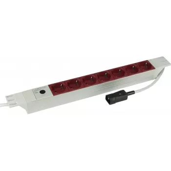 Kopp Multiprise PDU aluminium 7 prises 19 pouces avec entrée IEC C14, montage en rack 1U, 16 A, prises Schuko