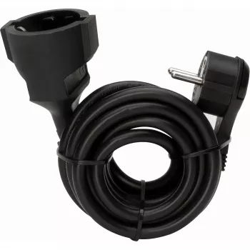 Prolongateur Kopp 3 m avec fiche plate Schuko et prise, noir