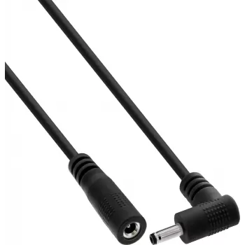 Câble d'extension DC InLine®, fiche coudée, 3,5 x 1,35 mm, noir, 5 m
