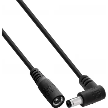 Câble d'extension DC InLine®, fiche coudée, 5,5 x 2,5 mm, noir, 5 m