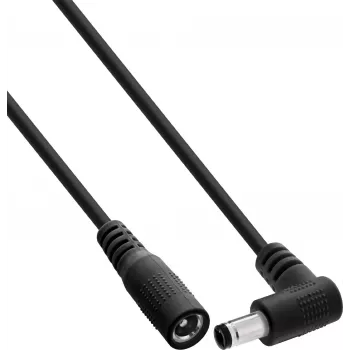 Câble d'extension DC InLine®, fiche coudée, 5,5 x 2,1 mm, noir, 5 m