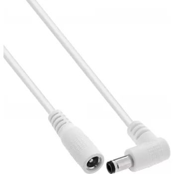 Câble d'extension DC InLine®, fiche coudée, 5,5 x 2,1 mm, blanc, 3 m
