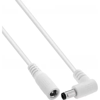 Câble de rallonge DC InLine®, connecteur coudé, 5,5 x 2,5 mm, blanc, 1 m