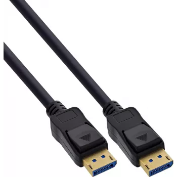 Câble DisplayPort 2.1 InLine® UHBR20 80 Gb/s, noir, contacts plaqués or, 1 m