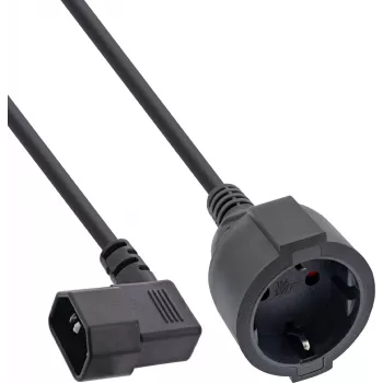 Adaptateur de câble secteur InLine®, IEC C14 fileté vers prise de terre, 1 m