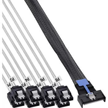Câble breakout INLINE MCIO x8 vers 8x SATA, 0,5 m