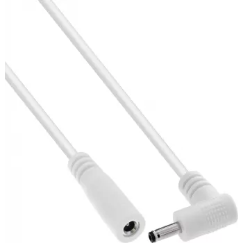 Câble de rallonge DC InLine®, connecteur coudé, 3,5 x 1,35 mm, blanc, 5 m