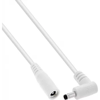 Câble de prolongation DC InLine®, fiche coudée, 4,0 x 1,7 mm, blanc, 2 m