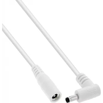 Câble de prolongation DC InLine®, fiche coudée, 4,0 x 1,7 mm, blanc, 5 m