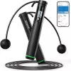 Corde à sauter connectée RENPHO 2 en 1 R-Q008, Bluetooth 5.0, modes sans corde et avec corde, affichage LED, longueur réglable, rechargeable USB-C, noir