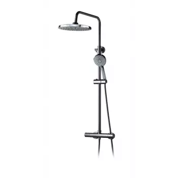 Ensemble de douche thermostatique ST-98001 avec pommeau de douche et douchette, chrome poli