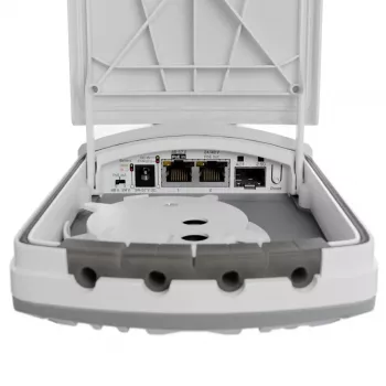 Convertisseur de média fibre vers cuivre MikroTik FTC21-UPS avec onduleur intégré, 1x Gigabit Ethernet, 1x SFP, PoE passif, batterie de secours, montage mural