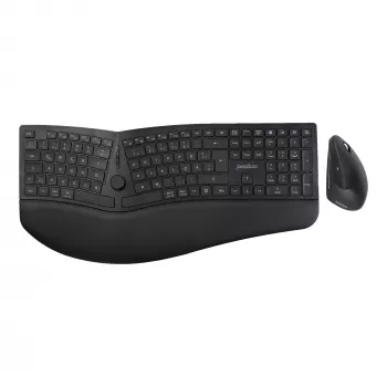 Perixx PERIDUO-614 DE Ensemble clavier et souris ergonomique sans fil, clavier scindé, souris verticale, 2,4 GHz, noir (disposition allemande)