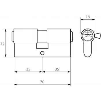 Barillet double à profil européen PSG 63.63535.MN 35/35 nickel satiné