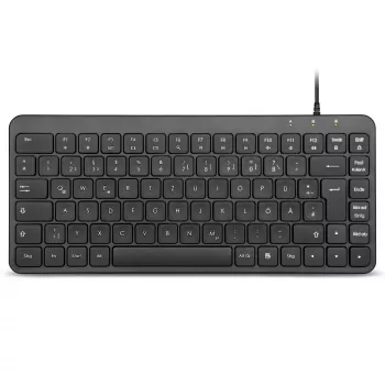 Perixx PERIBOARD-414 B DE Clavier mini USB filaire, touches silencieuses, disposition allemande, noir