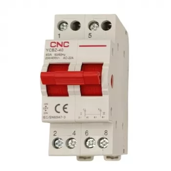 CNC EL240364 Commutateur modulaire YCBZ-40, 2 pôles, 40 A, 1-0-2, montage sur rail DIN